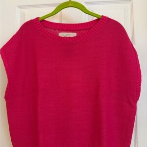 LOFT Women's Vibrant Pink Crew Neck Sweater